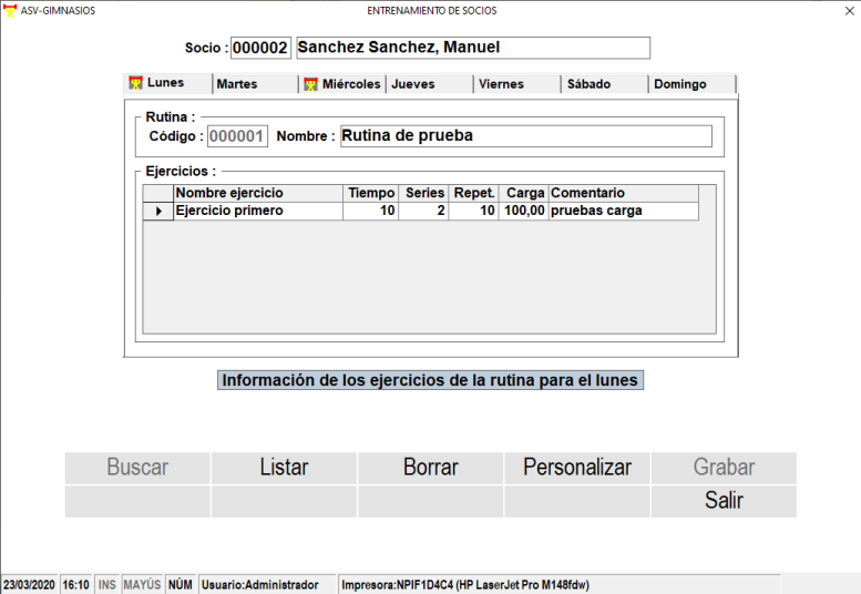 Entrenamientos de socios