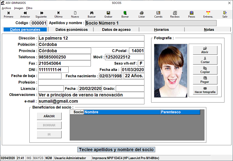 Gestion de socios